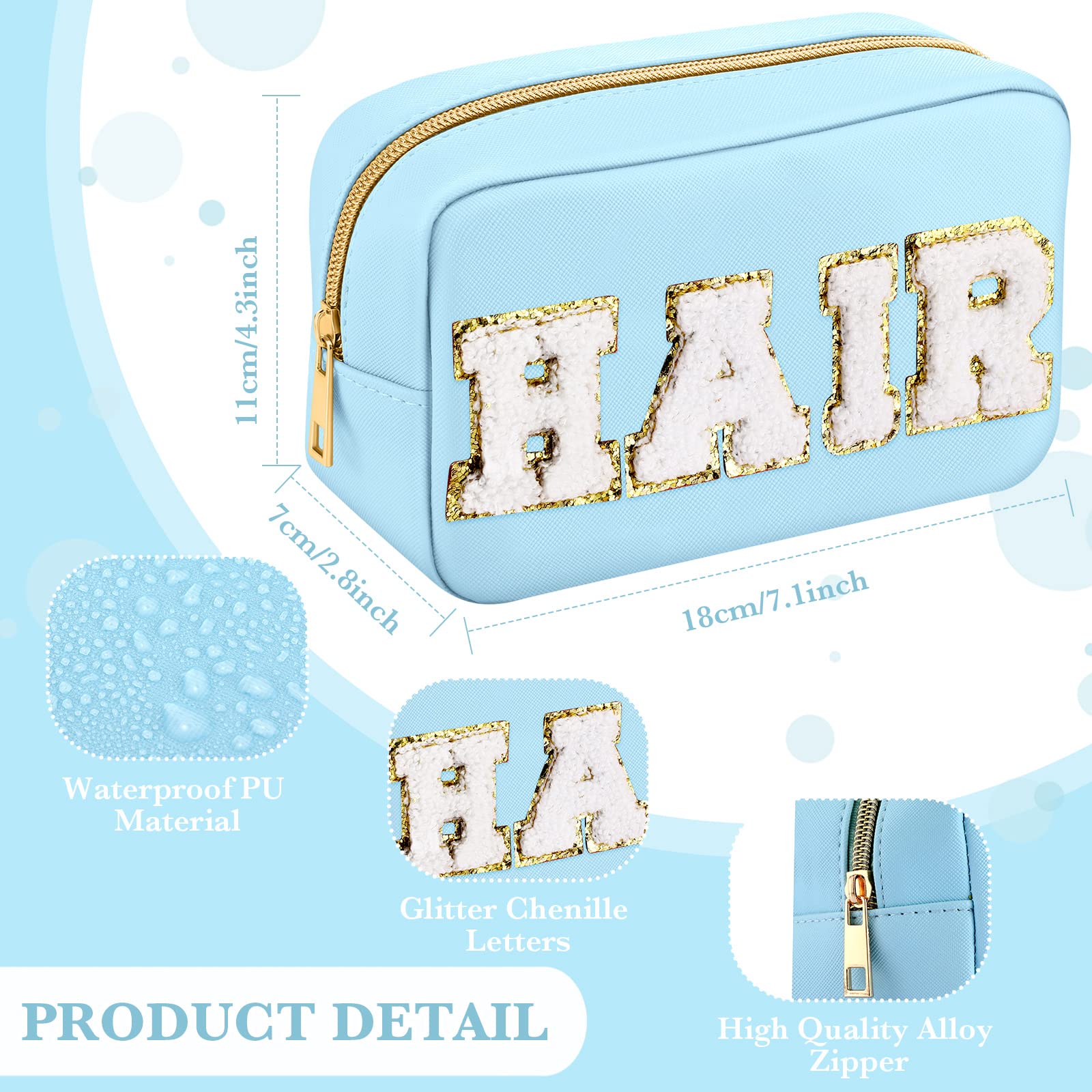 Sanwuta 4 Pcs Hair Face Skin Travel Bag Set Preppy Makeup Pouch PU Leather Skincare Bag Waterproof Cosmetic Organizer Birthday