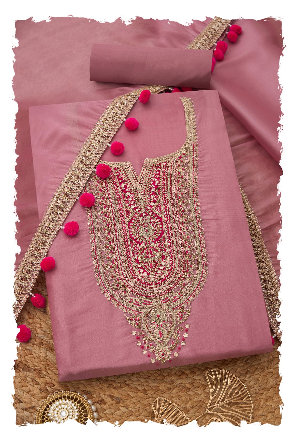 Soch Women Tissue Embroidered Unstitch Dress Material with Mirror