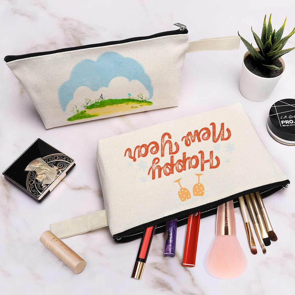 Sinzip 10 Pieces Cotton Canvas Makeup Bag with Bottom, Multi Purpose Cosmetic Bag with Zipper MN-WB07 Wb07
