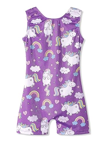 HOZIY Unicorn Leotards for Girls Purple 7-8 Years Old 7/8 for Gymnastics Dance Sparkles