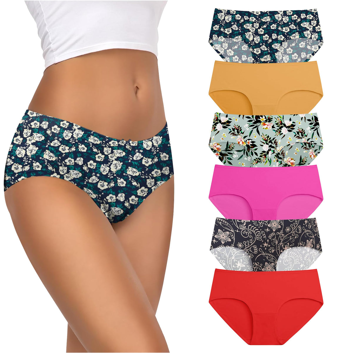 Pepperika Cotton Underwear Regular Full Coverage Innerwear Panty Set For Women And Teenage Girls Hipster Brief For Daily Use Com