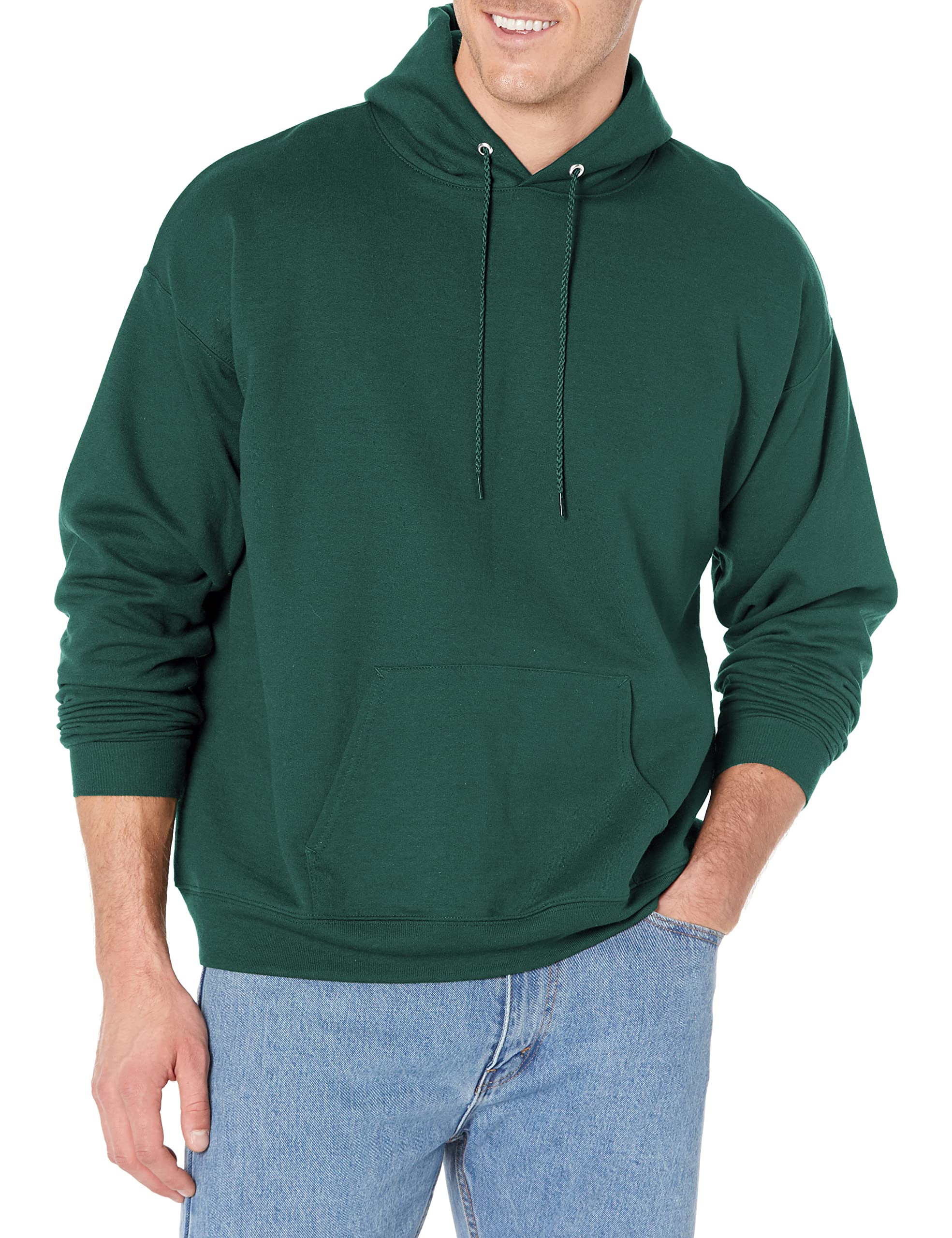 Hanes Men's Pullover EcoSmart Hooded Sweatshirt, Deep Forest, XX-Large