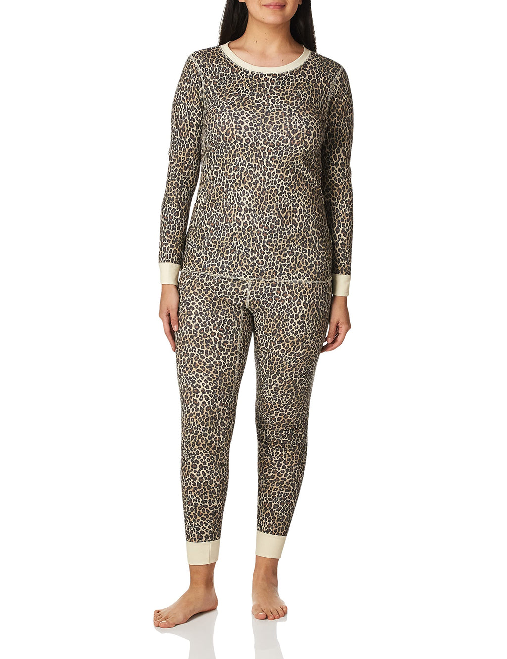 Fruit of the Loom Women's Micro Waffle Premium Thermal Set, Animal Print, Small