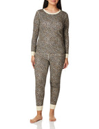 Fruit of the Loom Women's Micro Waffle Premium Thermal Set, Animal Print, X-Large