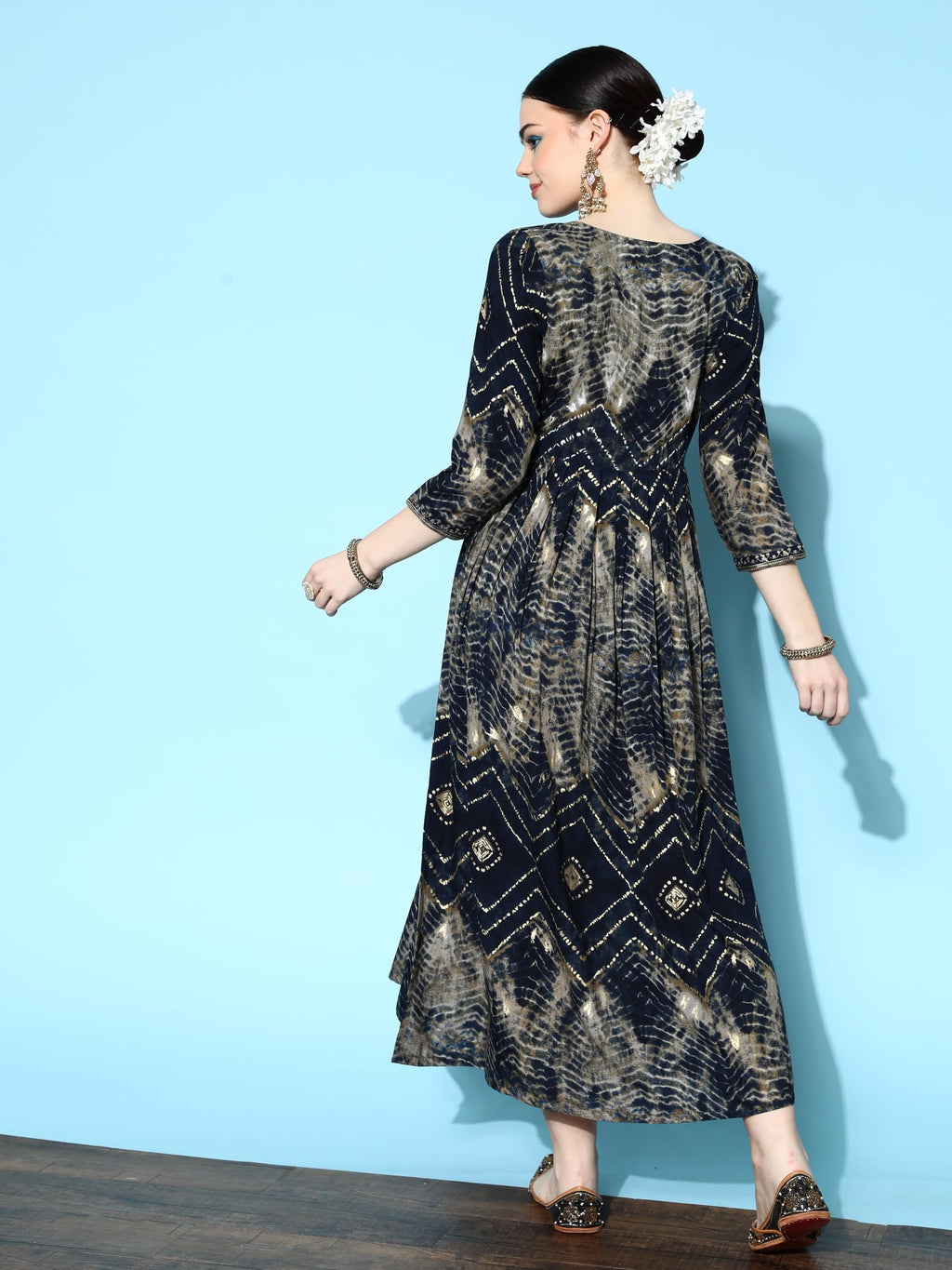 Libas WomenS Viscose Rayon Fit And Flare Maxi Casual Dress (23739O_Navy Blue