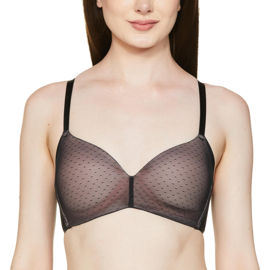 Zivame Padded Non Wired 3/4th Coverage Tshirt Bra for Women - Black
