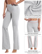 BUBBLELIME 29/31/33/35 4 Styles Women's Inner Pocket Bootcut Yoga Pants - Basic Cotton_HeatherGray L-35 Inseam