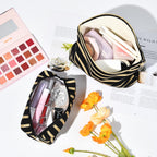 SOIDRAM 2 Pieces Makeup Bag Large Stripe Cosmetic Bag Capacity Canvas Mix Travel Toiletry Bag Organizer Cute Makeup Brushes Aest