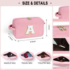 YOOLIFE 2 Travel Cosmetic Bags for Women - Preppy Stuff Travel Makeup Bag Makeup Brush Bag Makeup Bags Corduroy Pink Makeup Bag