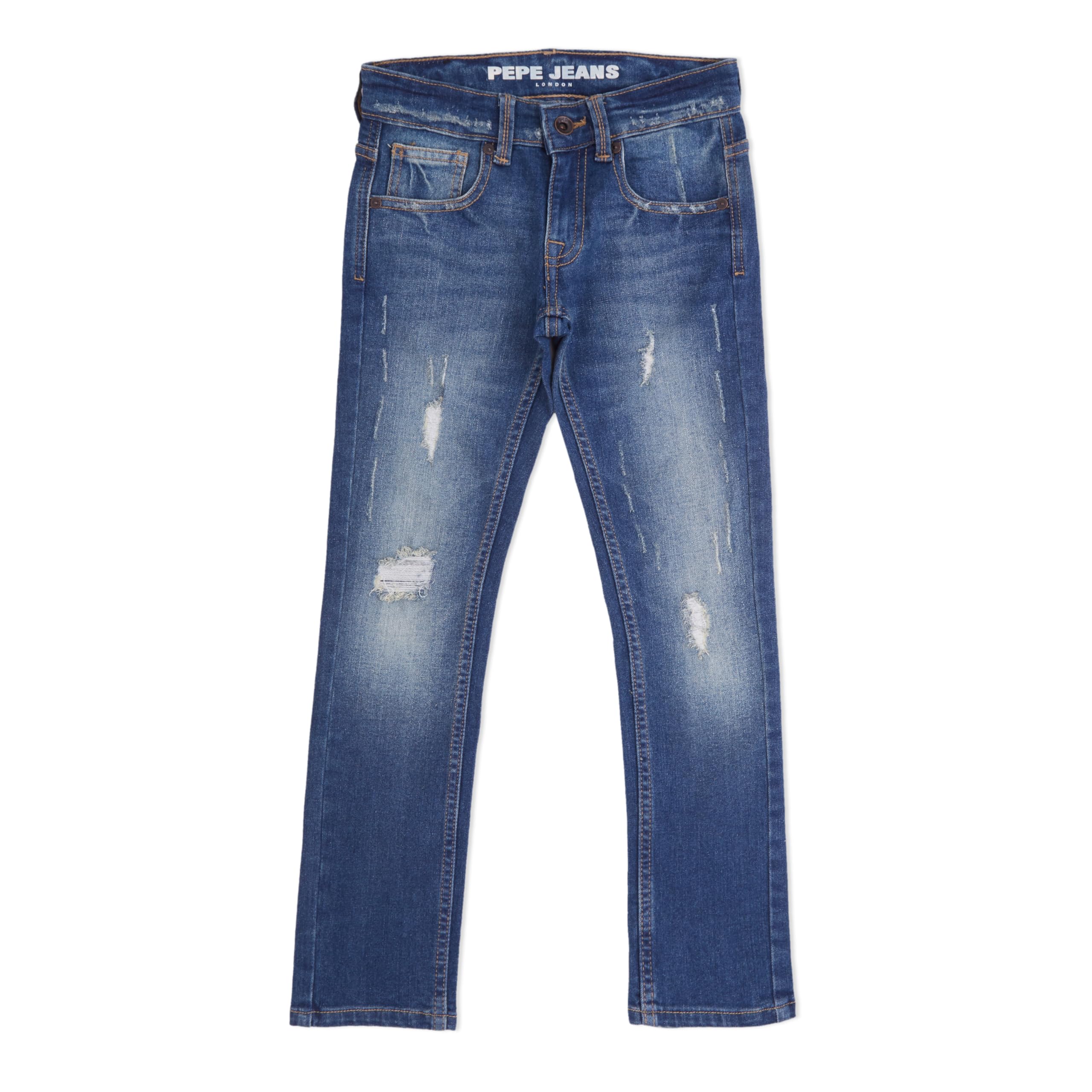Pepe Jeans Boys Mid Rise Slim Fit Jeans, Blue, 14 Years-15 Years