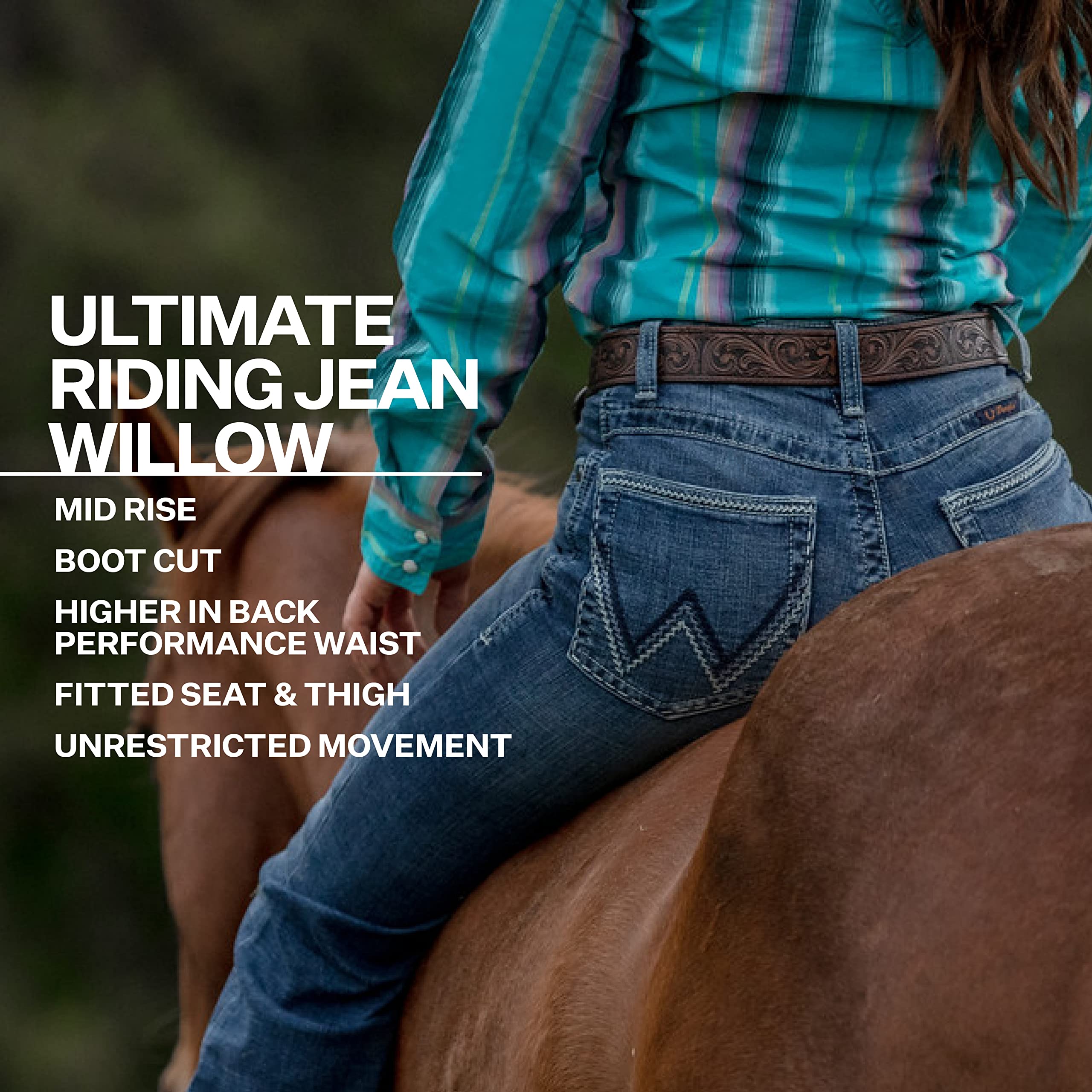 Wrangler Women's Willow Mid Rise Performance Waist Boot Cut Ultimate Riding Jean, Maggie, 9-34