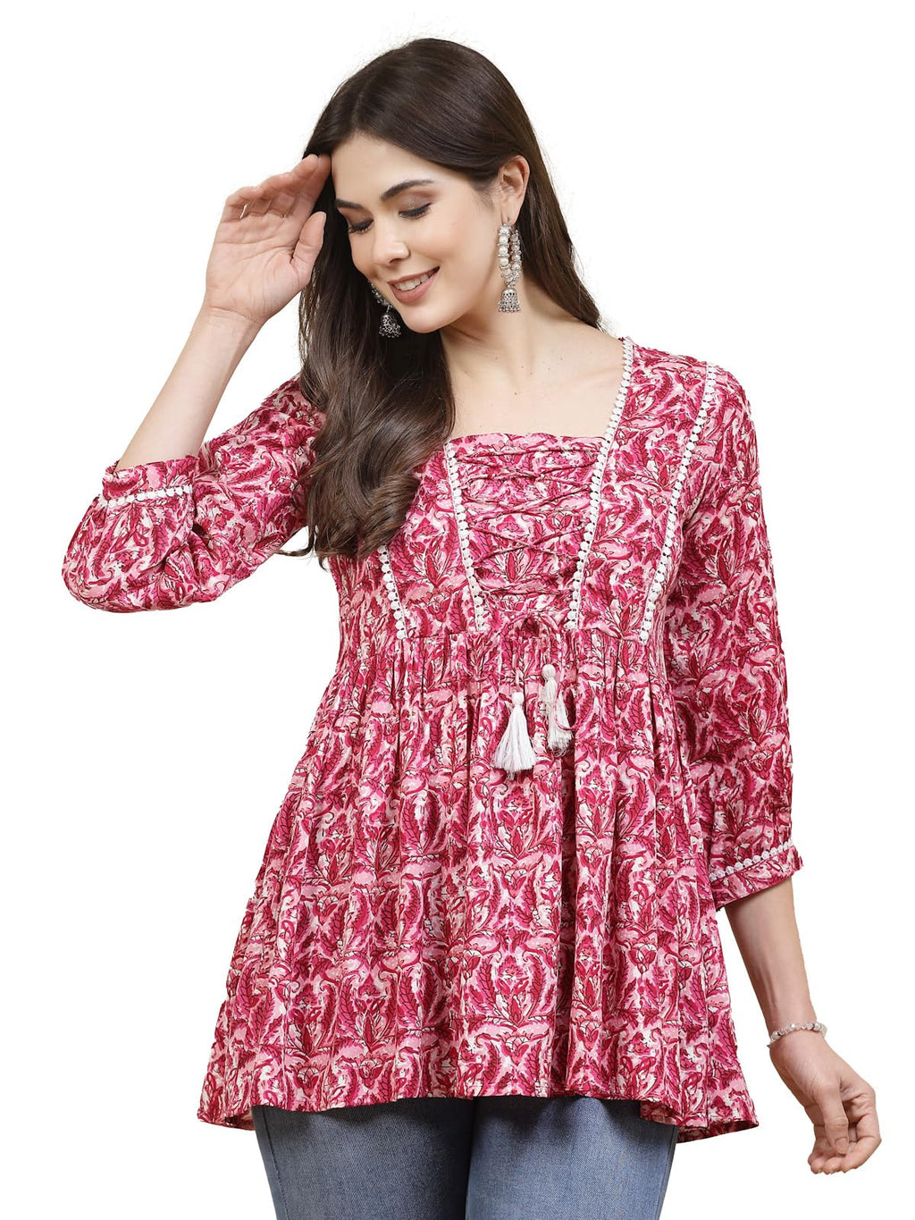 Stylum Womens Floral Printed Rayon Peplum Top