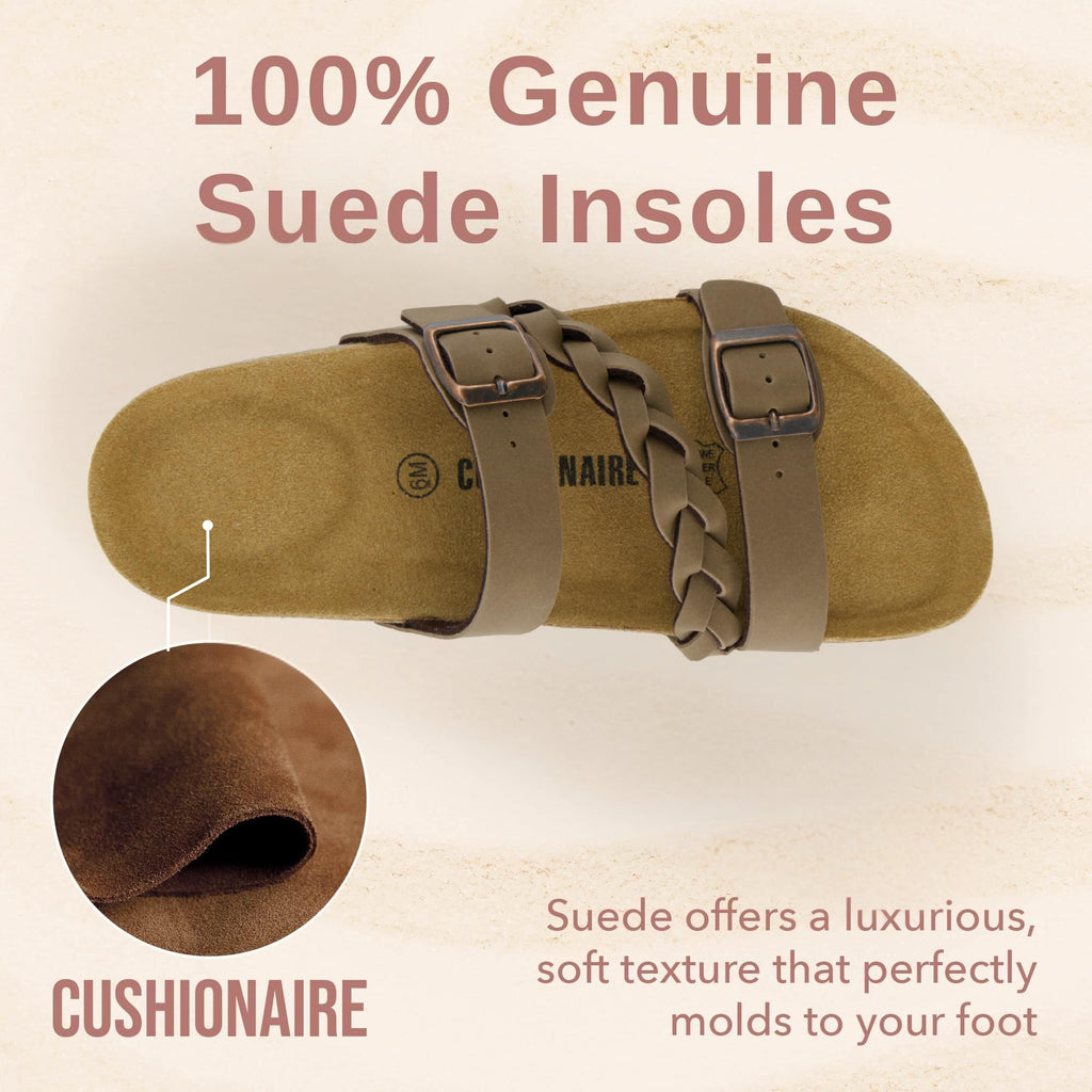 CUSHIONAIRE Women's Cork Footbed Sandal - Comfortable, Adjustable Straps, Arch Support, Wide Widths Available, Boho Chic Summer
