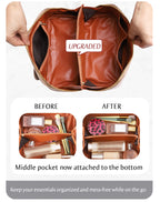 ALEXTINA Large Capacity Travel Cosmetic Bag - Portable Makeup Bags for Women Waterproof PU Leather Checkered Makeup Organizer Ba