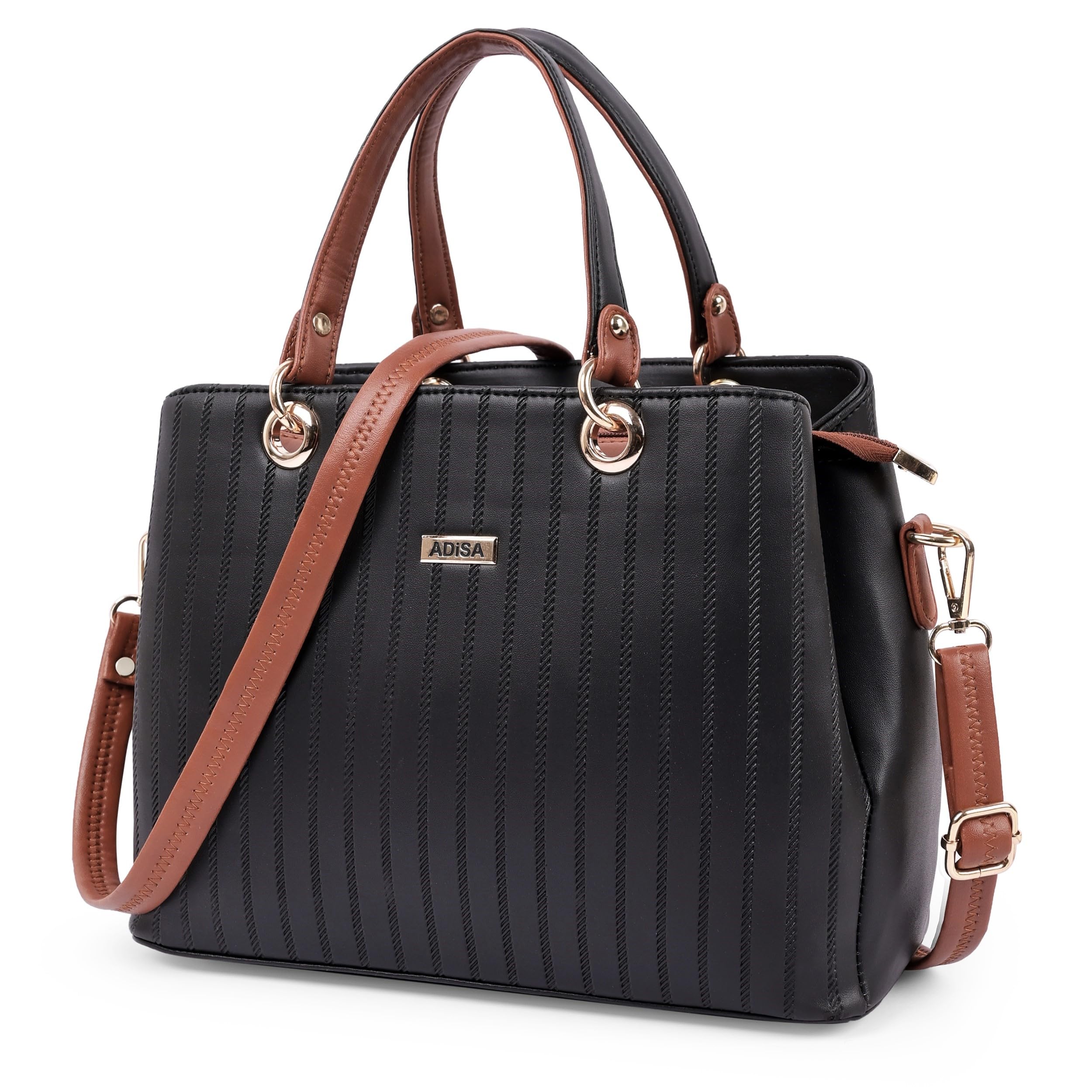 ADISA texture stripes handbag shoulder bag for women and girls with sling belt (AD4074-BLA)