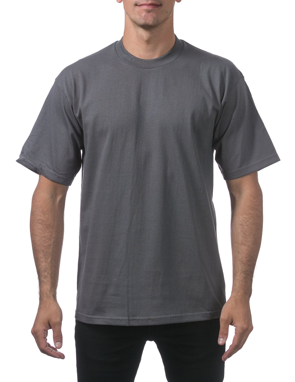 Pro Club Men's Heavyweight Cotton Short Sleeve Crew Neck T-Shirt, Graphite, Large