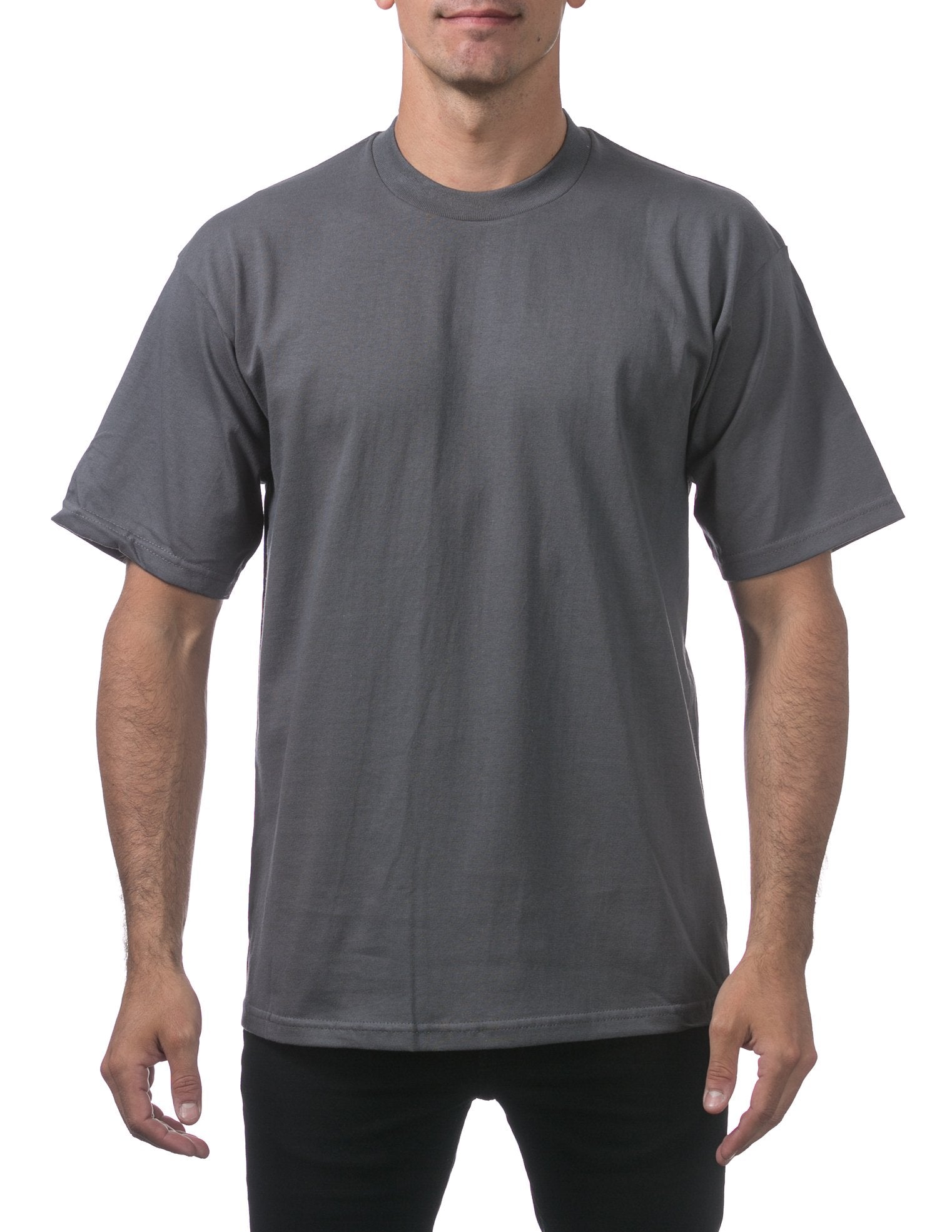 Pro Club Men's Heavyweight Cotton Short Sleeve Crew Neck T-Shirt, Graphite, Large