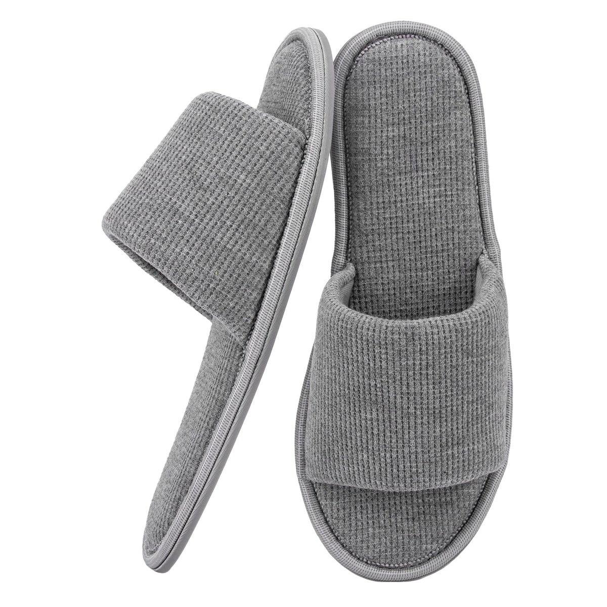 Yoerpe Womens Open Toe House Slippers  Breathable Waffle Fabric, Memory Foam Cushioning, SlipOn Summer Indoor Slippers, NonS 7
