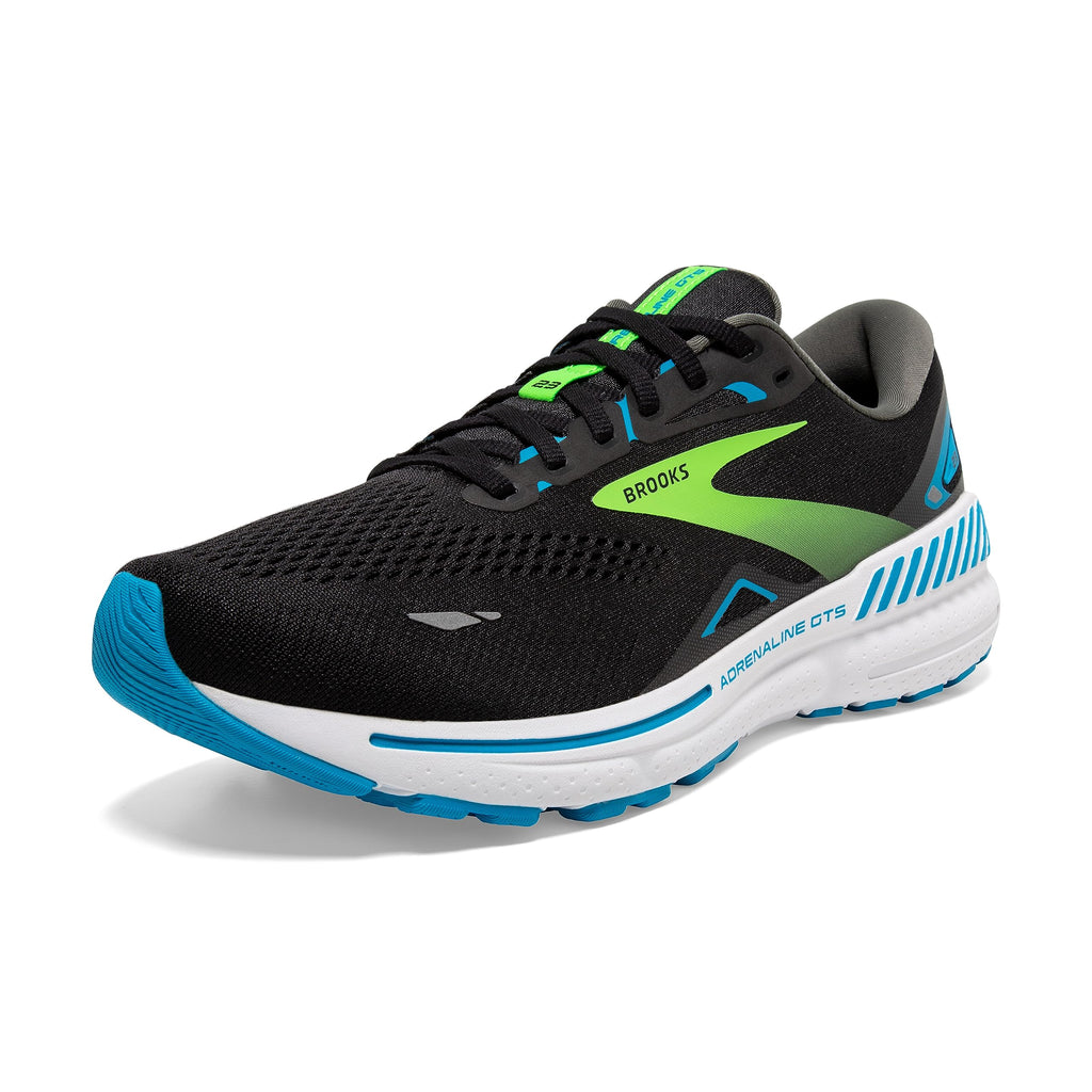 Brooks Mens Adrenaline GTS 23 Supportive Running Shoe - Black/Hawaiian Ocean/Green - 10 Narrow