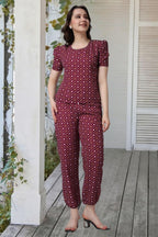 POPWINGS Casual Printed Top and Joggers Set for Women || Stylish Summer Co-Ords Set for Women || Round-Neck Top and Joggers Comb