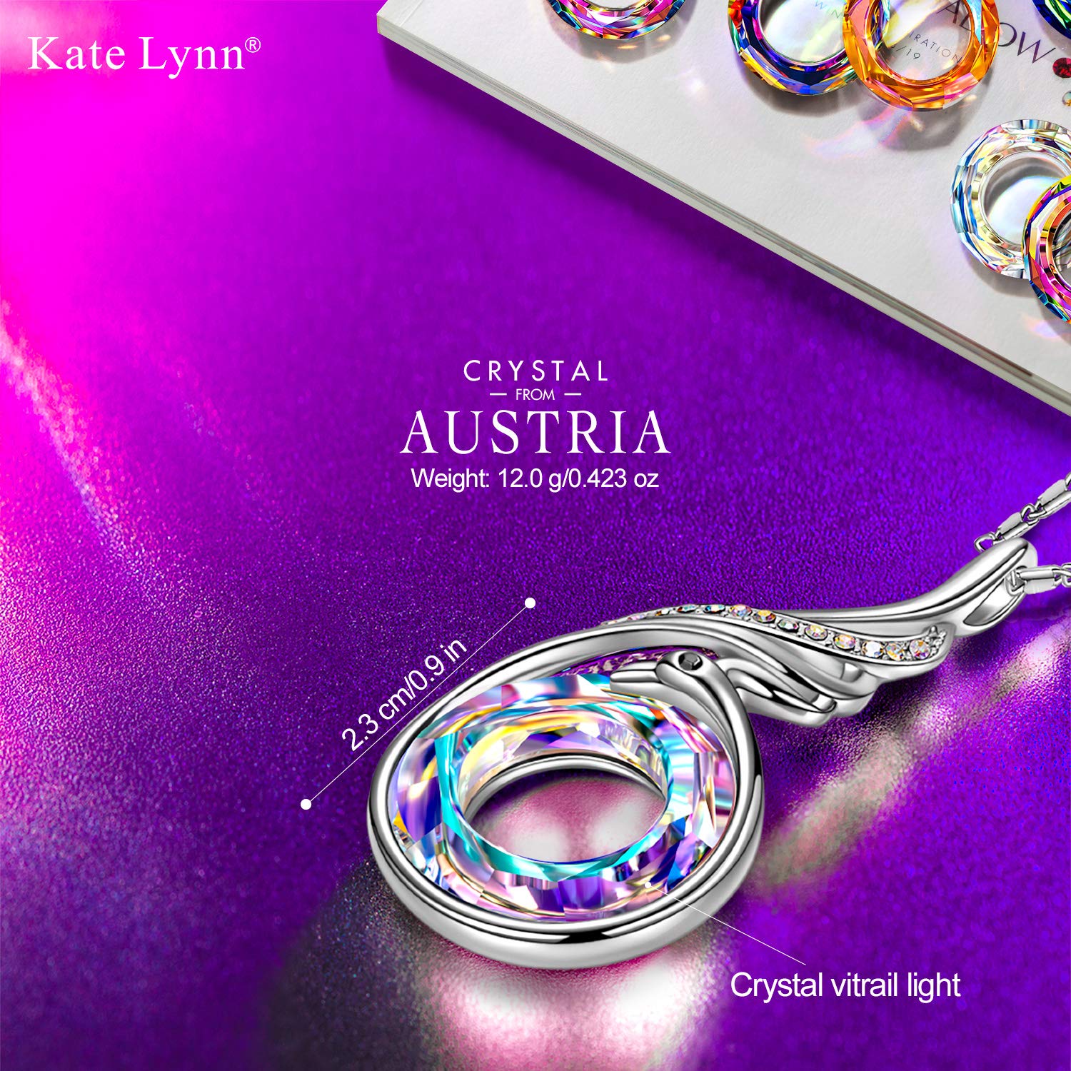 Kate Lynn Christmas Gifts for Wife Phoenix Necklace for Women Crystal Pendant Necklace for Women Birthday Mom Jewelry for Teen G