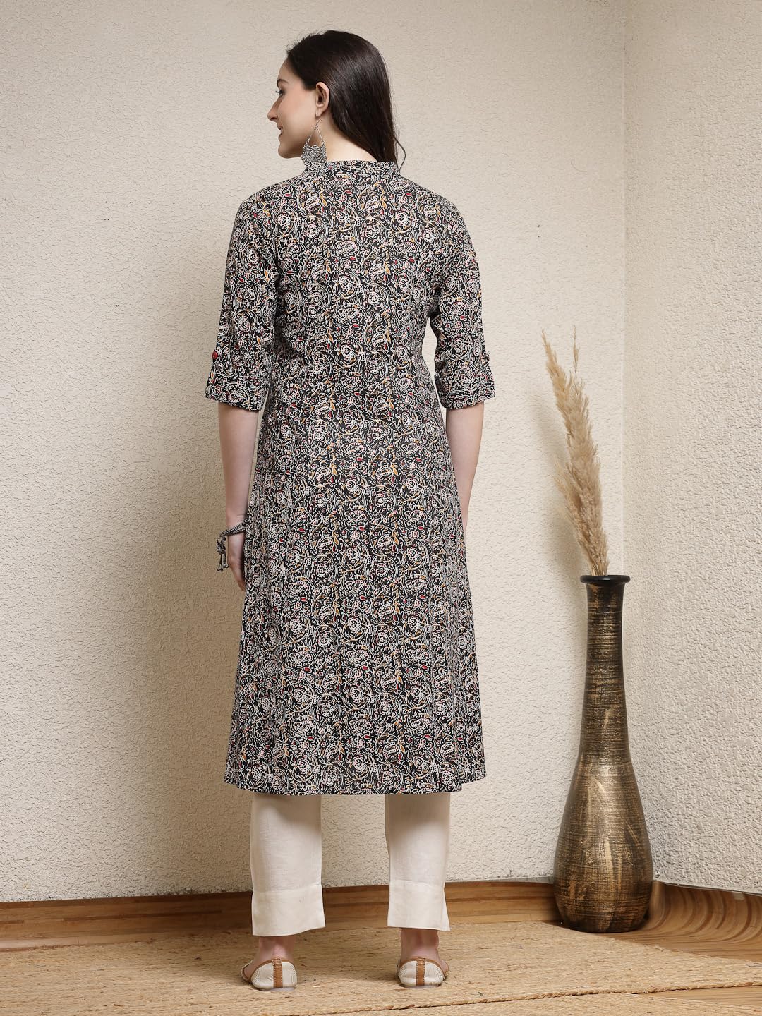 Stylum WomenS Floral Printed Cotton A-Line Kurta