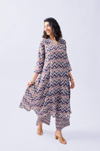 Toochki WomenS Multicolor Zig-Zag Printed Rayon Stitched Dress | Dress For Women Co Ord Set | Latest Women Dress With Pant | Tw