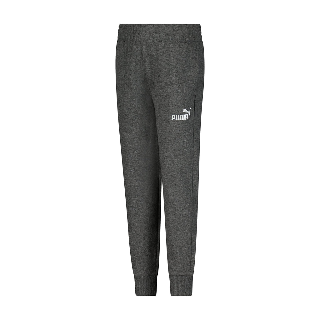 PUMA Boys' Core Logo Jogger, Side Seam Pockets, Elastic Waistband, Pull On Pant, Charcoal Grey, 5