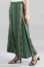 Aurelia Womens Green Geometric Printed Culottes Trousers
