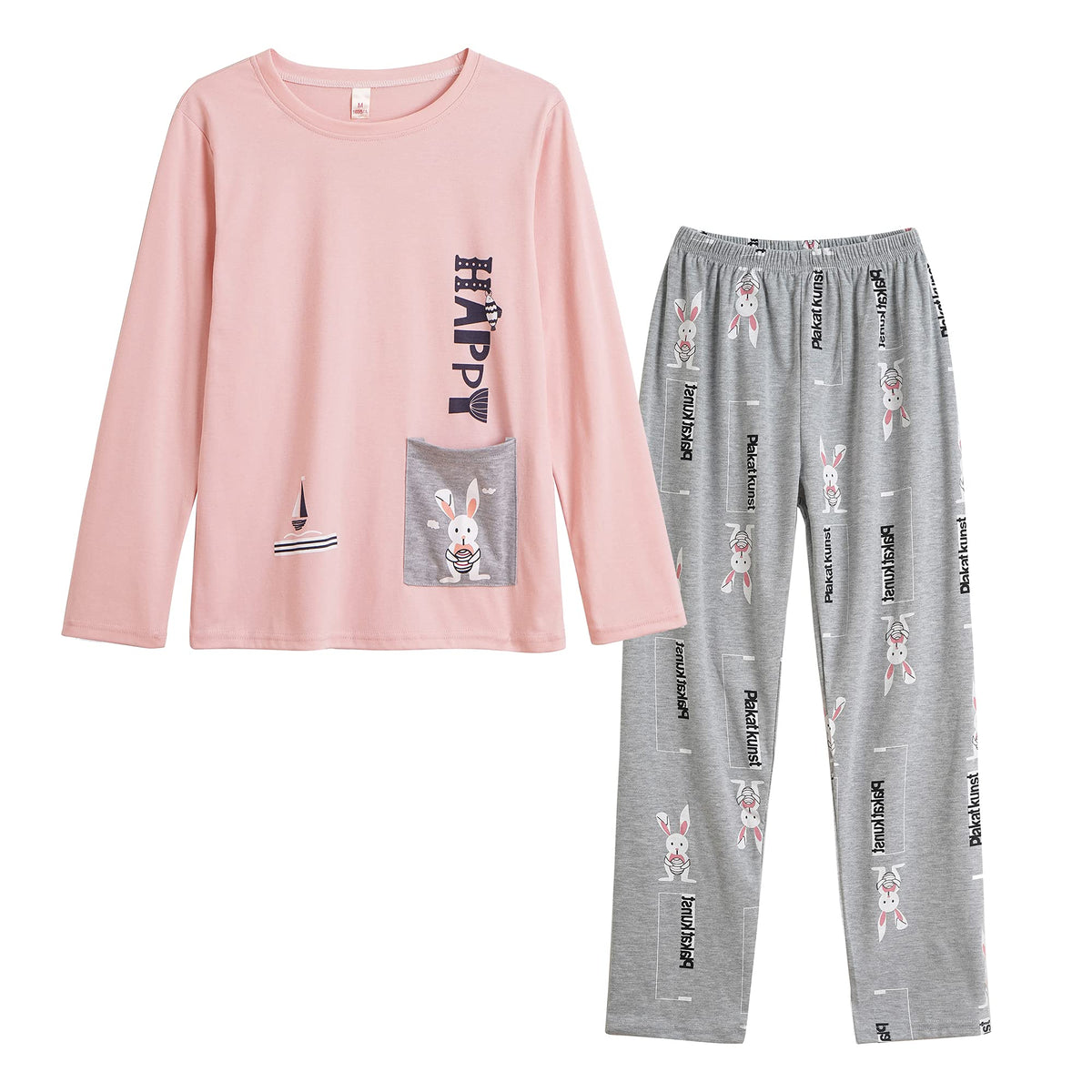 Hupohoi Big Girls Cute Bunny Pajama Sets Lovely Cartoon Sleepwear Winter Pjs Nighty, Rabbit, Rabbit, 18 18