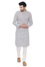 Manyavar MenS Silk Blend Kurta Chudidar Pyjama (Sosk452_Grey_M)