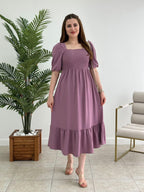 Sheetal Associates Women Purple Casual Regular Sleeves Crepe Fit and Flare Dress