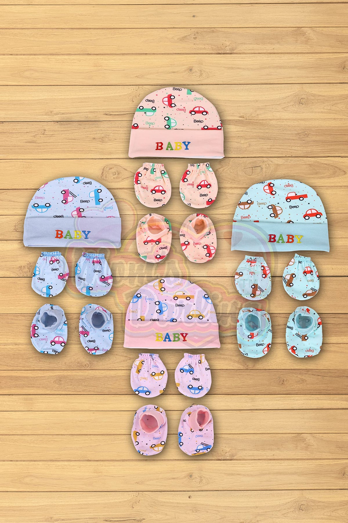MomS Darling Newborn Baby Cotton Cap, Mitten And Booties Combo Set | Infant Cap | Mittens | Bootie | Kids Gloves & Socks | Baby 0-3
