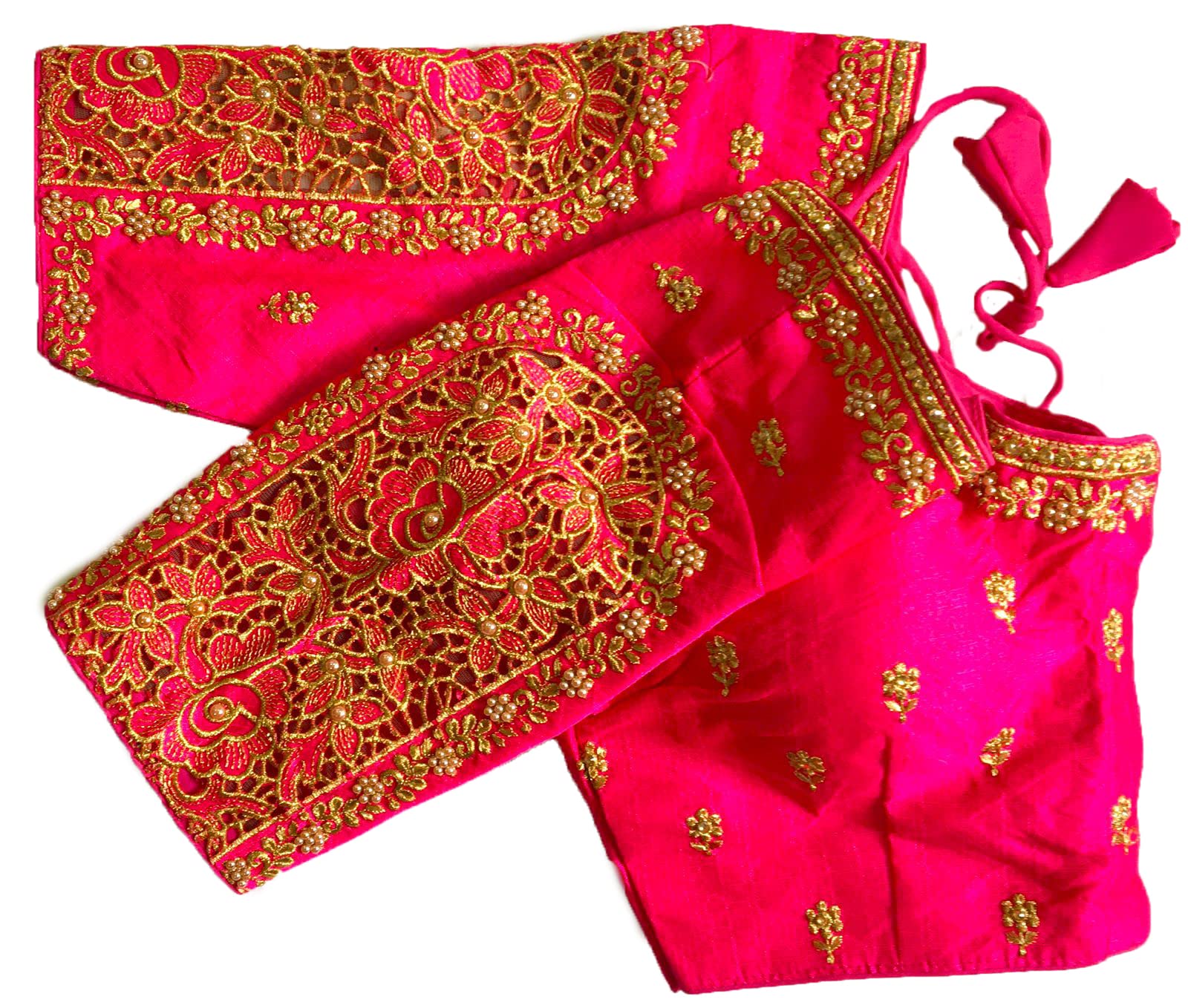 Vihu Fashion WomenS Flower Embroidery Sleeves Cut Work Readymade Saree Blouse