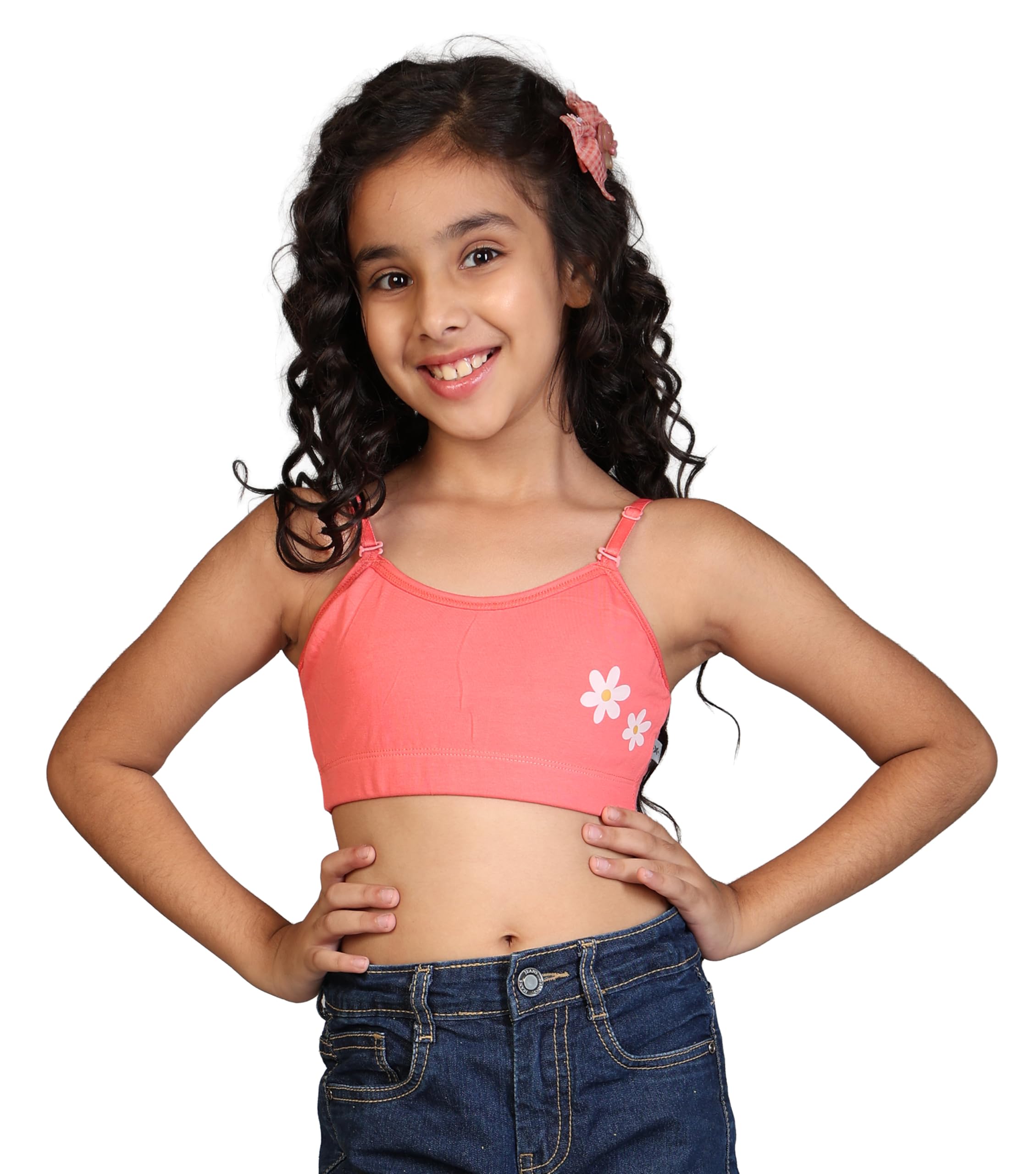 Kyda Kids Girls Antibacterial Printed Cotton Non Padded, Beginners Bra For Girls
