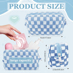 58 Pcs Checkered Makeup Bag Set Preppy Aesthetic Cosmetic Bag Travel Makeup Pouch Toiletry Bag 7 Heishi Surfer Bracelets with 50