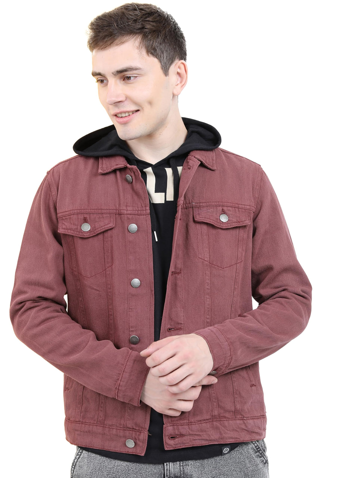 Ketch Mens Full Sleeve Trucker Fit Jacket Khjk000085 Maroon S