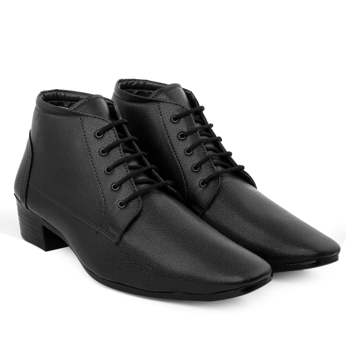BXXY Mens Height Increasing Derby Faux Leather Black Formal Wear Boots 6