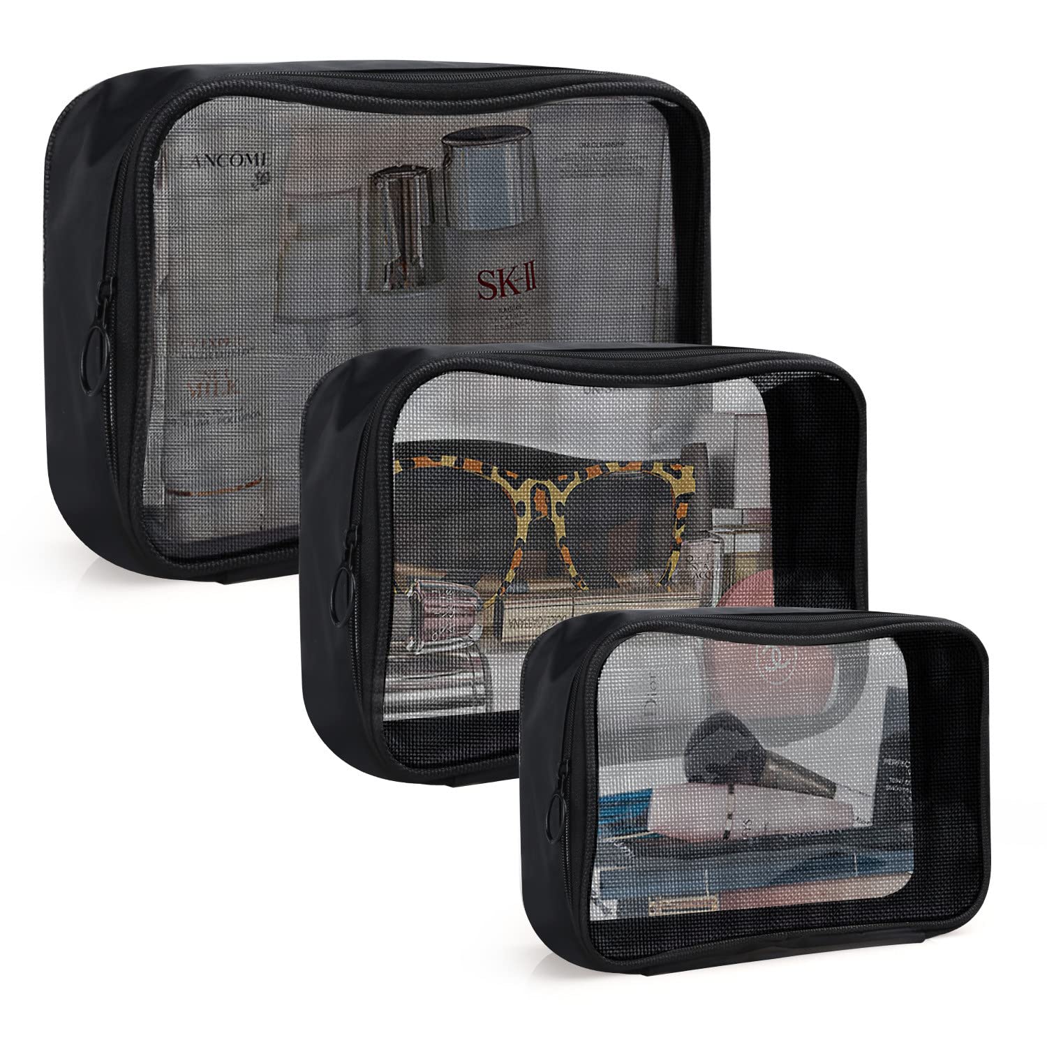 DARIN TSA Approved Clear Toiletry Bag Tansparent Travel Makeup Bag Zipper Cosmetic Pouch, Airline 3-1-1 Rule Carry-On Flight Liq