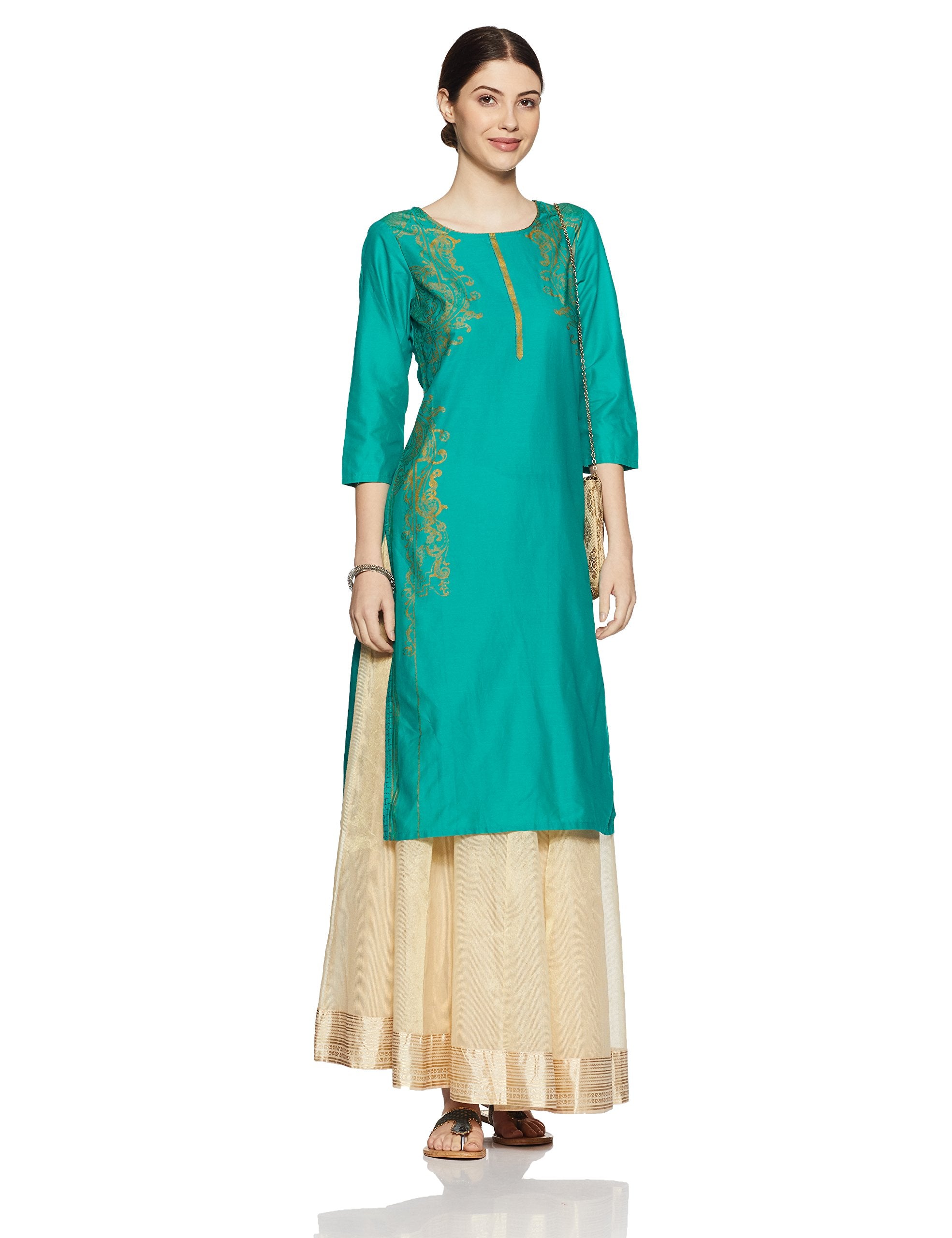 Aurelia Women'S Straight Kurta (17Auk13141-62352_Green_S)