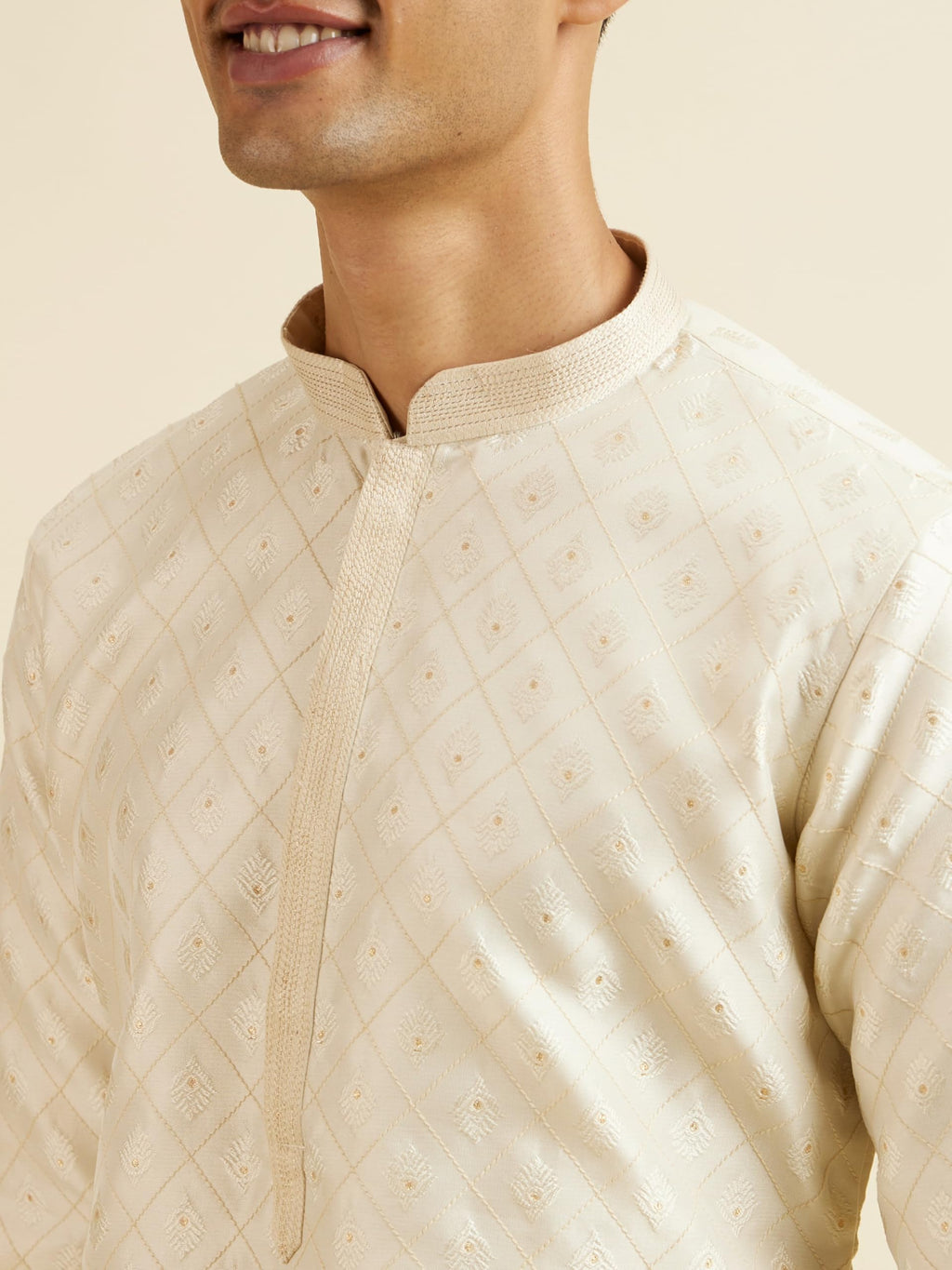 Manyavar Mens Art Silk Jacquard Embroidered Kurta Pyjama Set