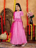 Aarika Girls Ethnic Wear Turquoise Colour Zig Zag Printed Georgette Lehenga Choli Set (4-10 Years)