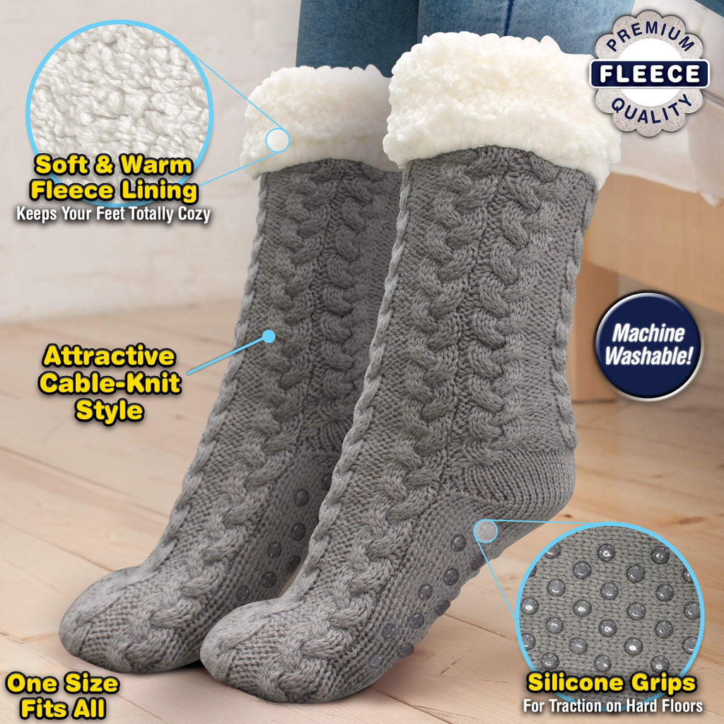 Ontel Huggle Slipper Socks, Grey, One Size