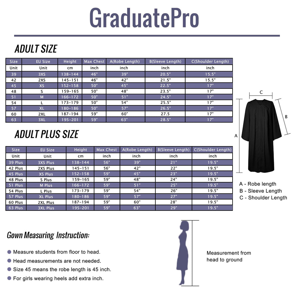 GraduatePro Matte Graduation Gown, Unisex Choir Robe for Church, Halloween Judge Costume for Adults