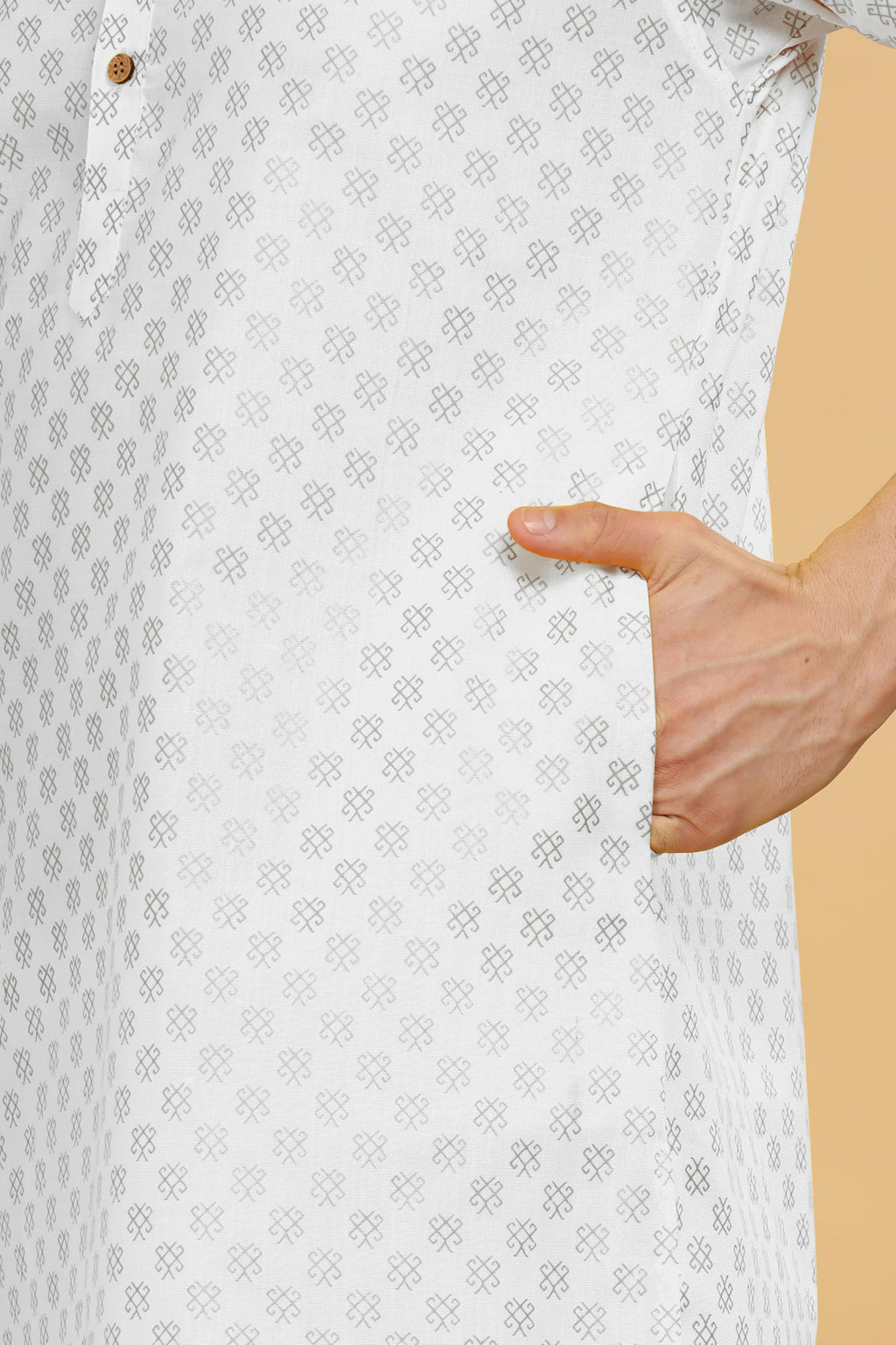 Be Active MenS Cotton Regular Kurta (C-399-1_White-1