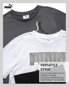 PUMA Boys' Active Shorts Set - 3 Piece Performance T-Shirt, Dry Fit Tank Top, and Gym Shorts - Activewear Set for Boys (S-L), Si