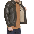 Levi's Men's Faux Leather Aviator Bomber Jacket (Regular & Big & Tall Sizes), Dark Brown/Sherpa Lined, XS
