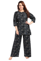 Fabme Women'S Geomatric Print, Black, All Over Print Rayon Coord Set