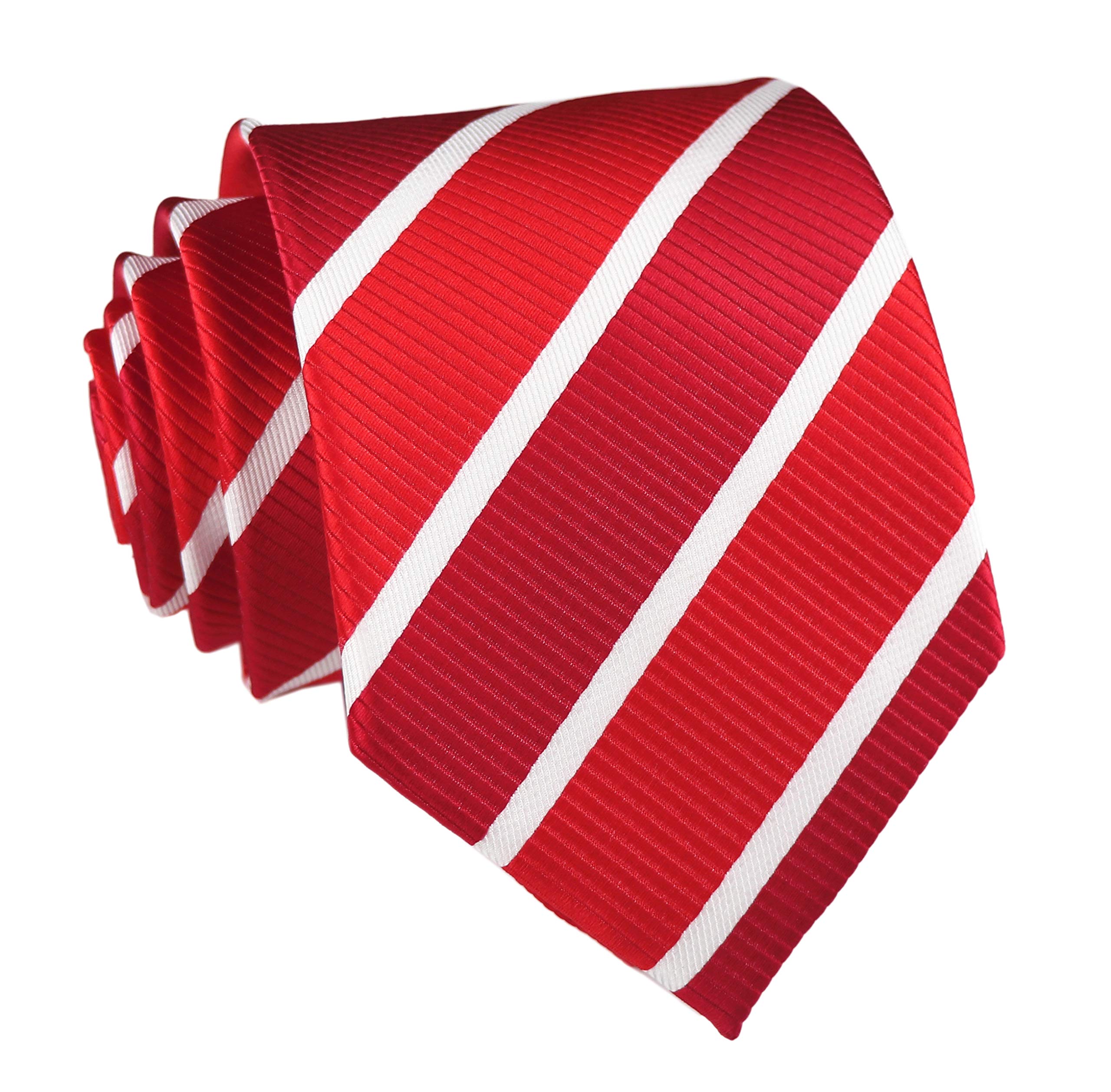 Ctskyte Men Striped Red White Silk Tie Fashion Necktie for Boys