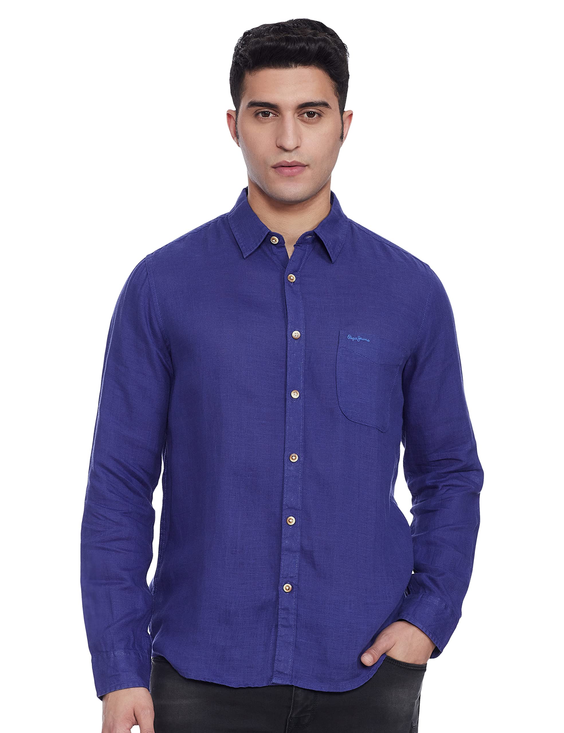 Pepe Jeans MenS Solid Regular Shirt (Pm307238_Coral S)